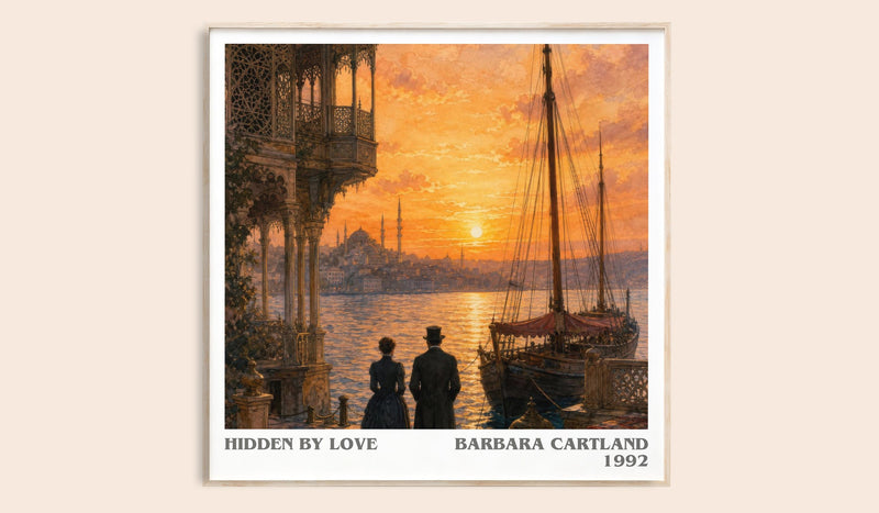 Hidden By Love literary book poster by Barbara Cartland – framed literary art print