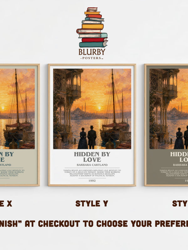 Hidden By Love bookish print in frame leaning in hallway – romance wall art
