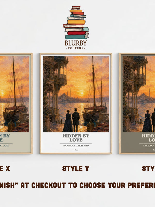 Hidden By Love book cover print in frame leaning in hallway – romance wall art