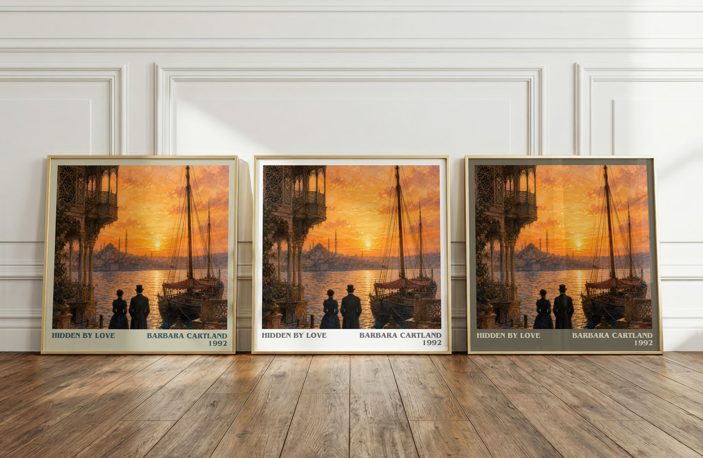 Hidden By Love literary art print colour and style options – Barbara Cartland book art