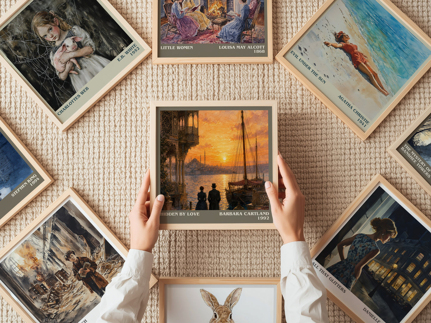Hidden By Love literary book poster framed on wall – romance wall art