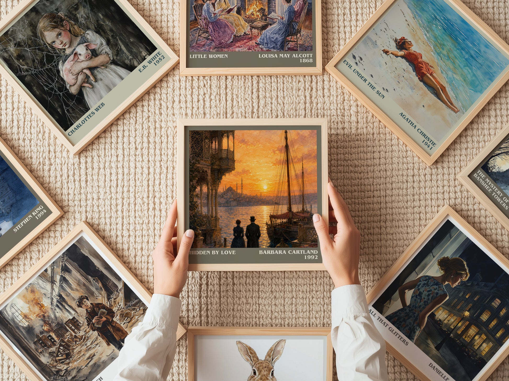 Hidden By Love literary book poster framed on wall – romance wall art