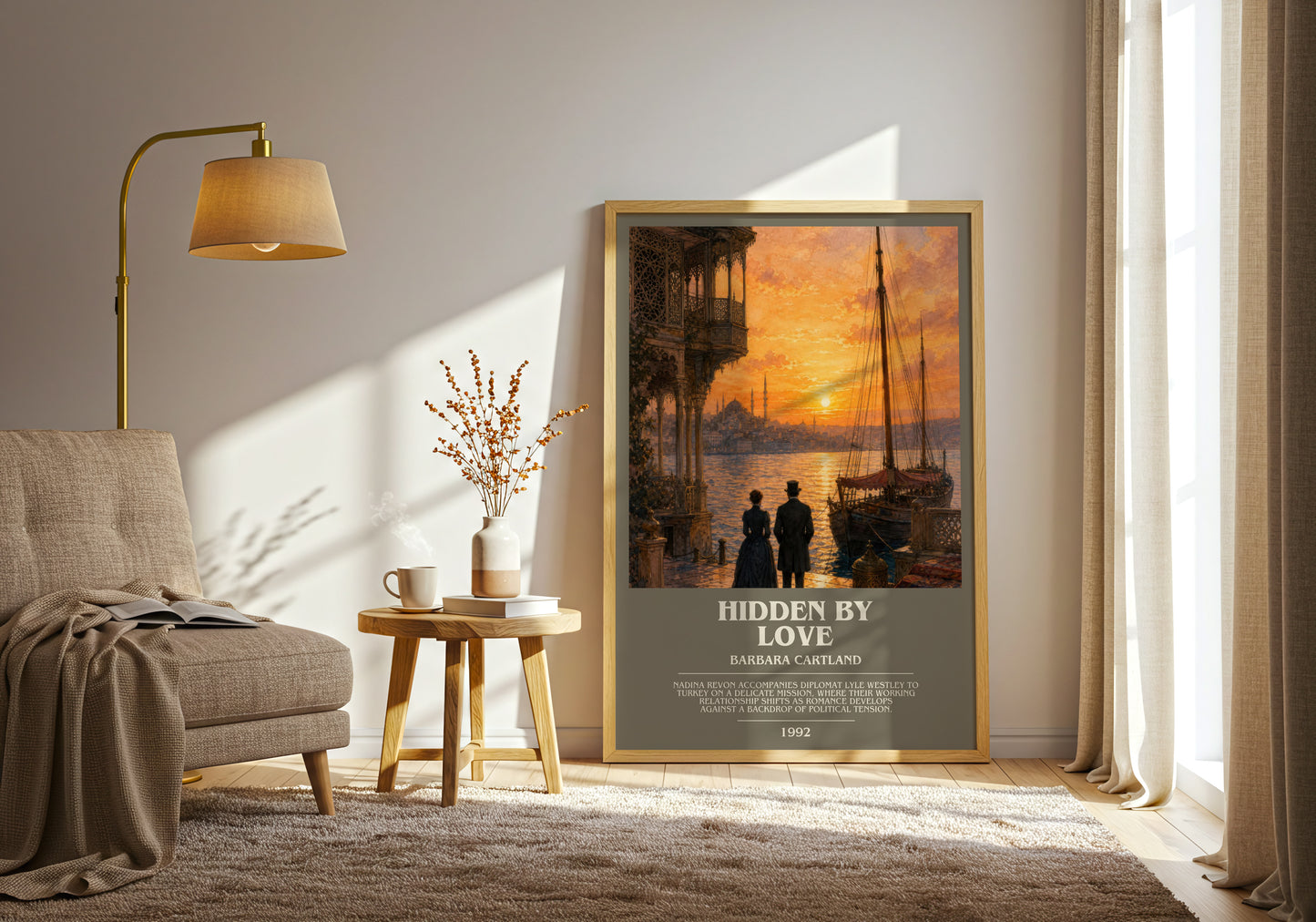 Hidden By Love bookish print on bookshelf – Barbara Cartland fan gift