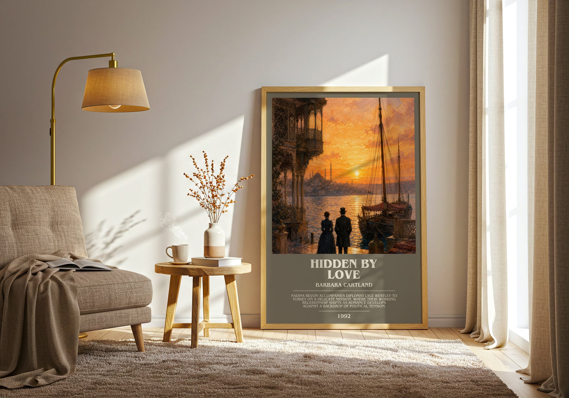 Hidden By Love bookish print on bookshelf – Barbara Cartland fan gift