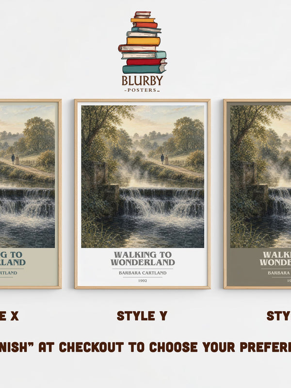 Walking To Wonderland book cover print in frame leaning in hallway – romance wall art