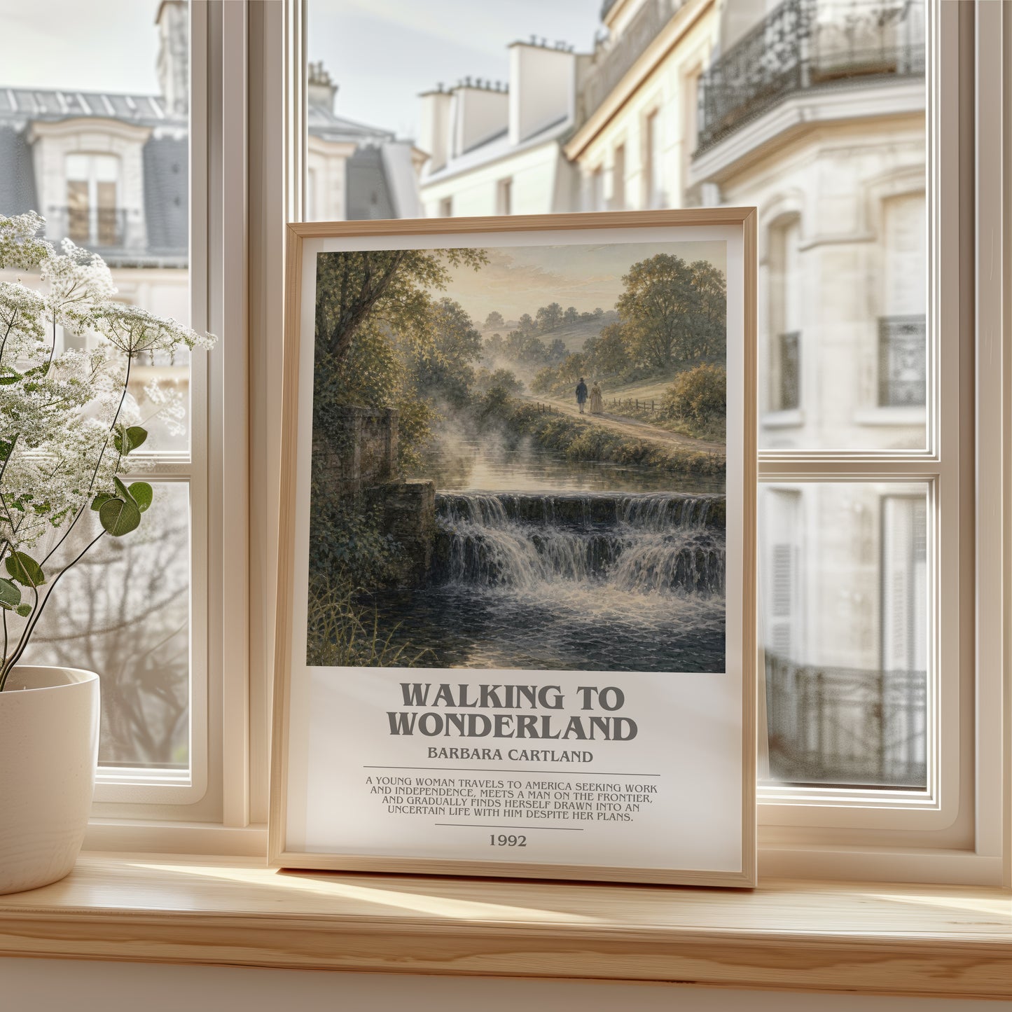 Walking To Wonderland bookish poster colour and style options – Barbara Cartland book art