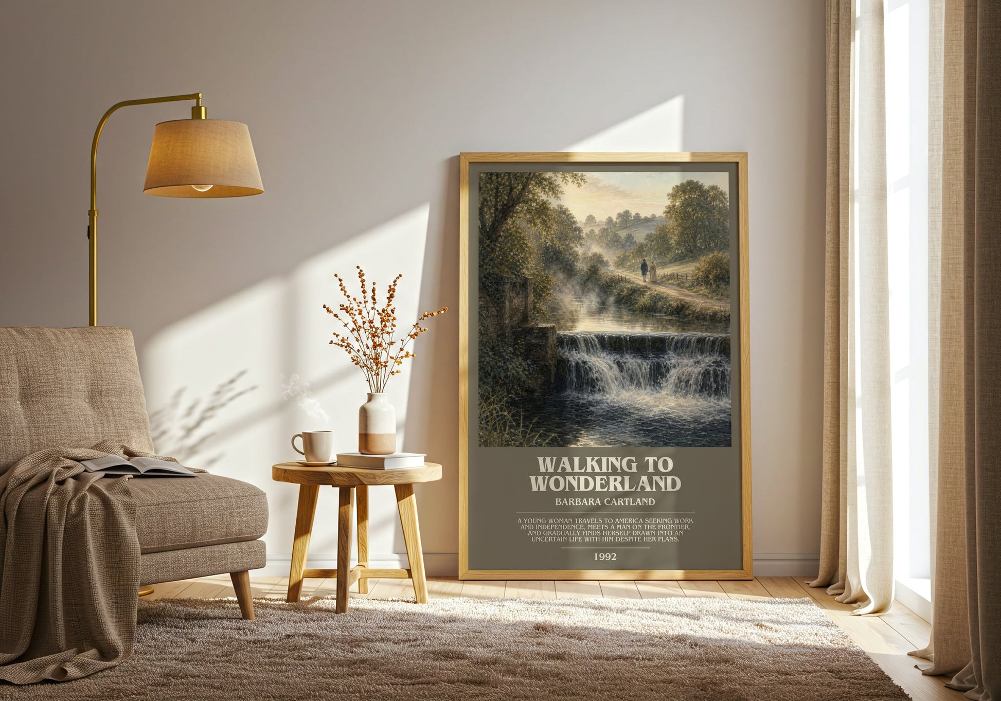 Walking To Wonderland bookish print on bookshelf – Barbara Cartland fan gift