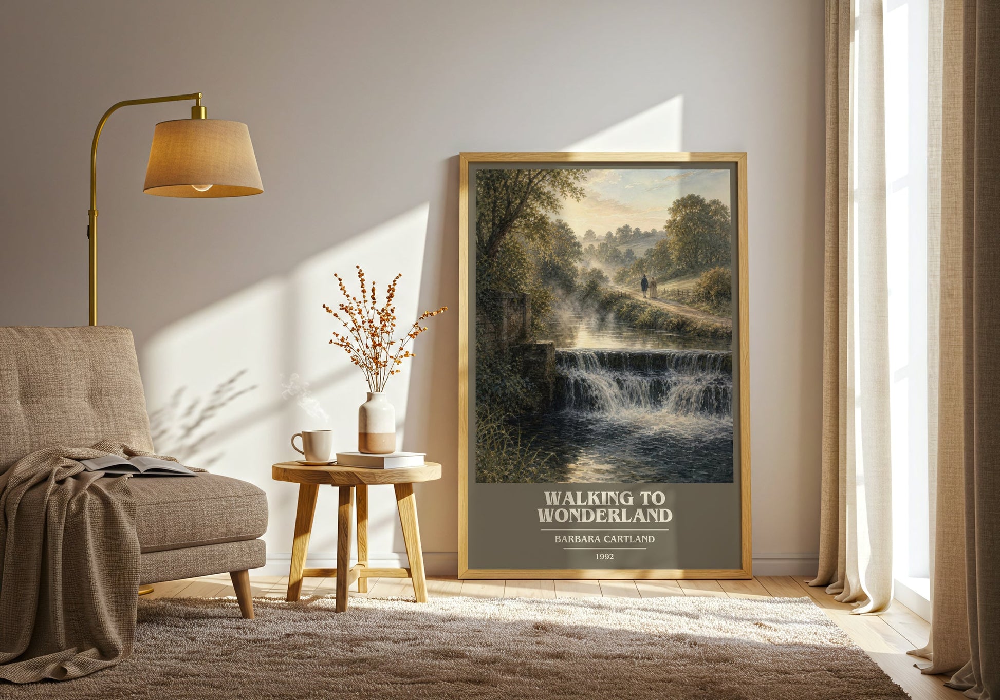 Walking To Wonderland book cover print on bookshelf – Barbara Cartland fan gift