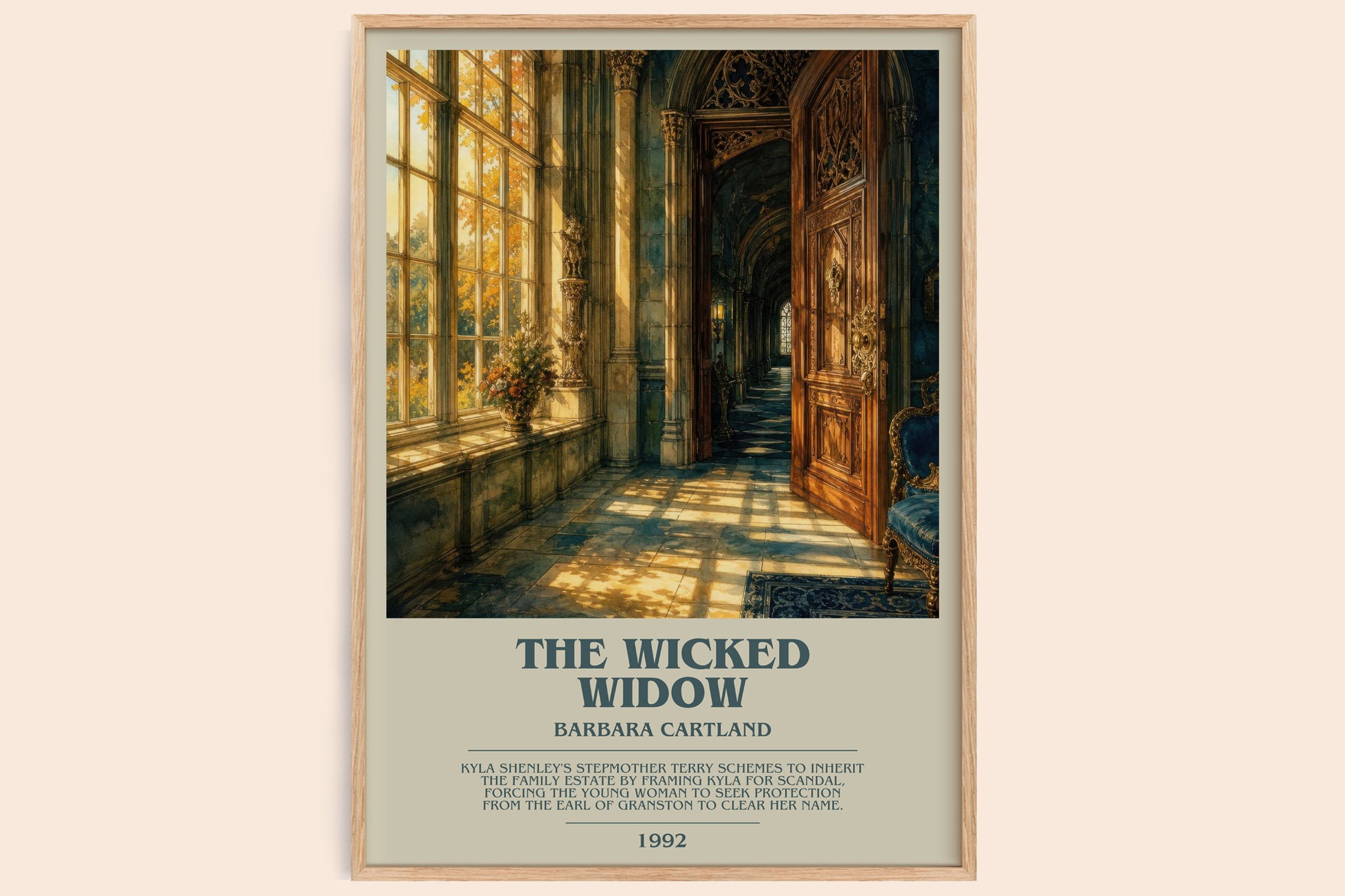 The Wicked Widow bookish book poster by Barbara Cartland – framed literary art print