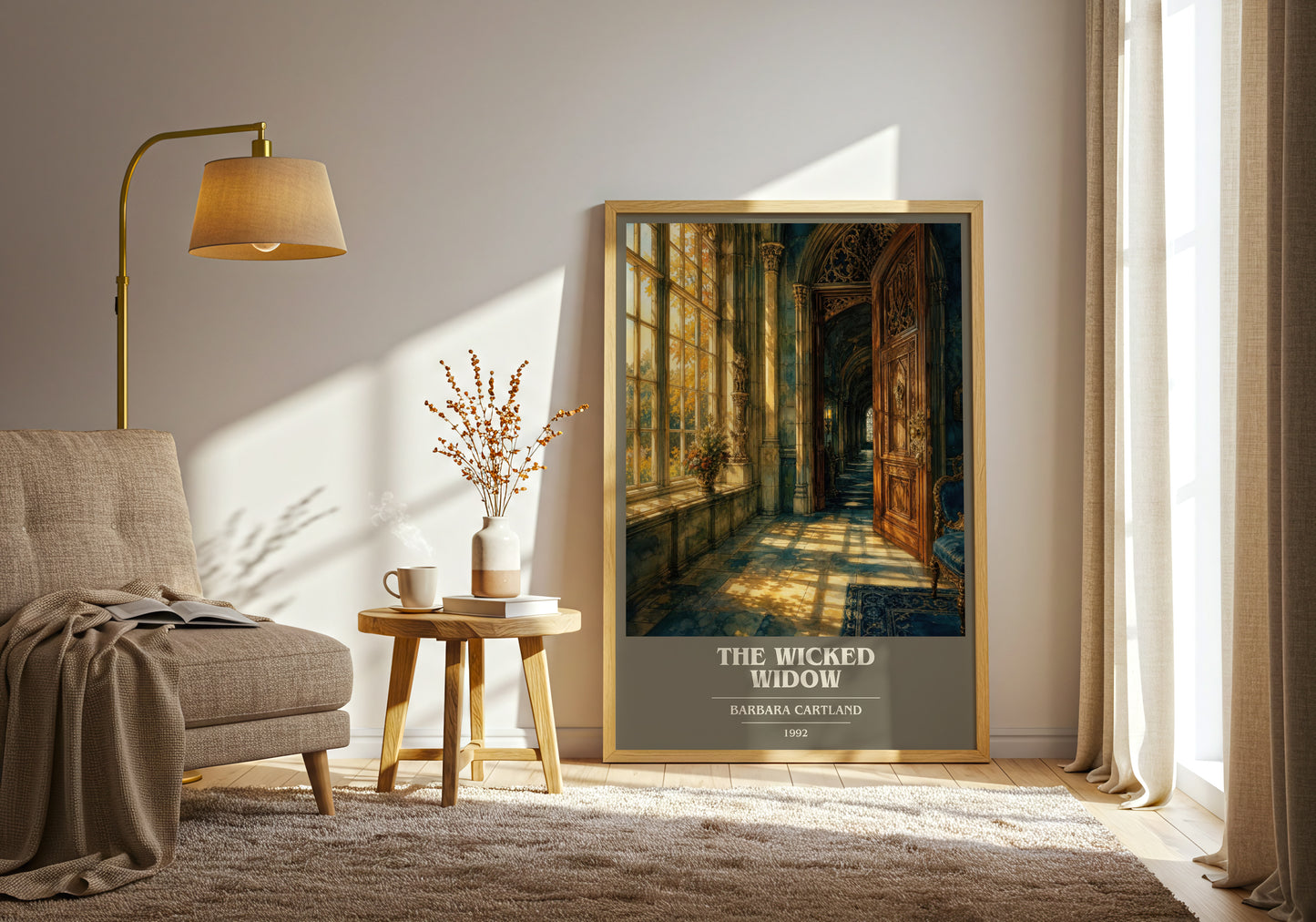 The Wicked Widow book cover print on bookshelf – Barbara Cartland fan gift