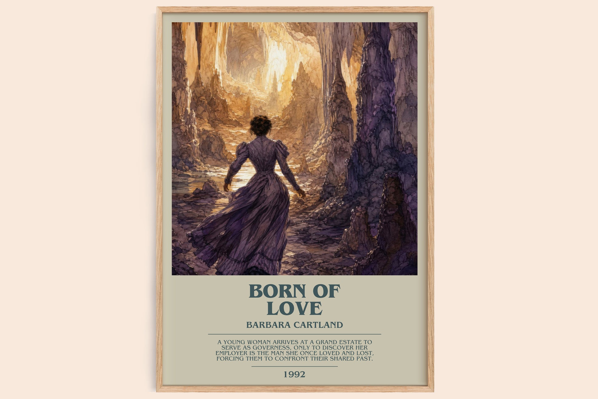 Born Of Love bookish book poster by Barbara Cartland – framed literary art print