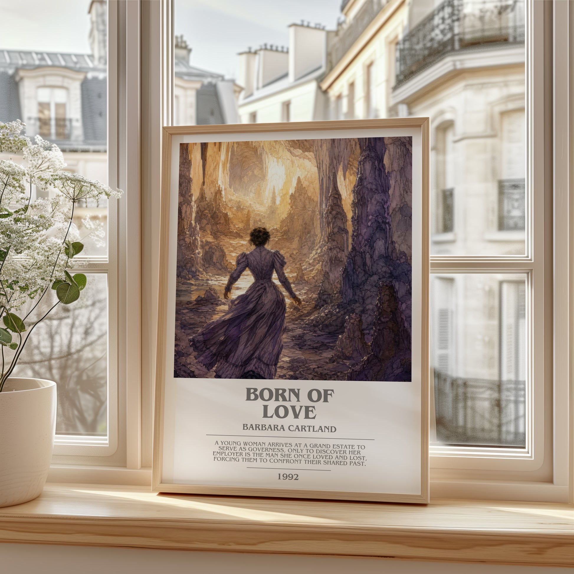 Born Of Love bookish poster colour and style options – Barbara Cartland book art