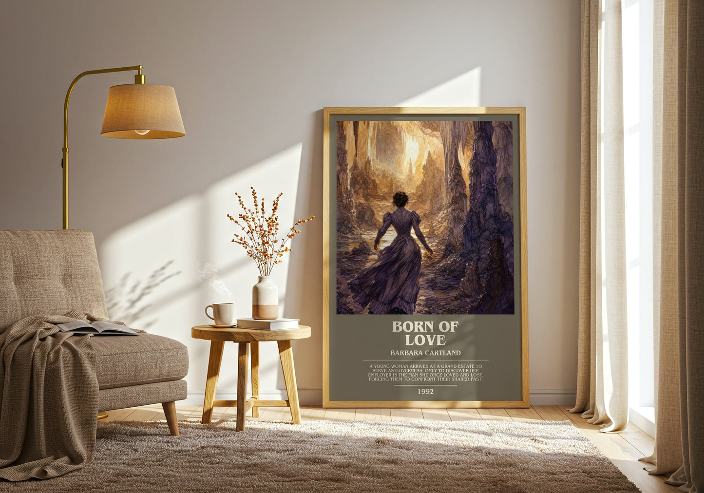Born Of Love bookish print on bookshelf – Barbara Cartland fan gift