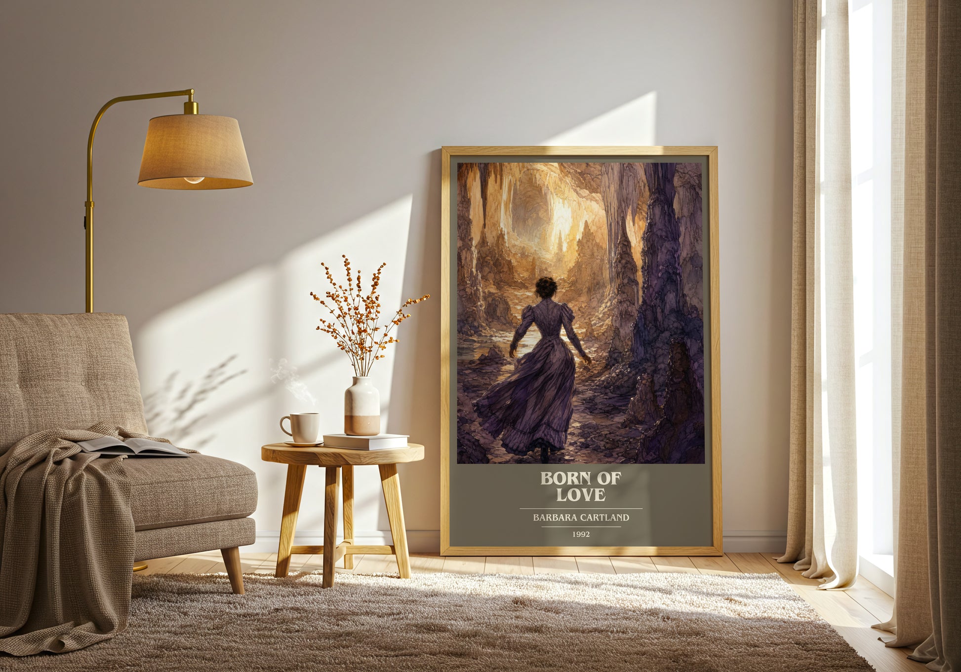 Born Of Love book cover print on bookshelf – Barbara Cartland fan gift