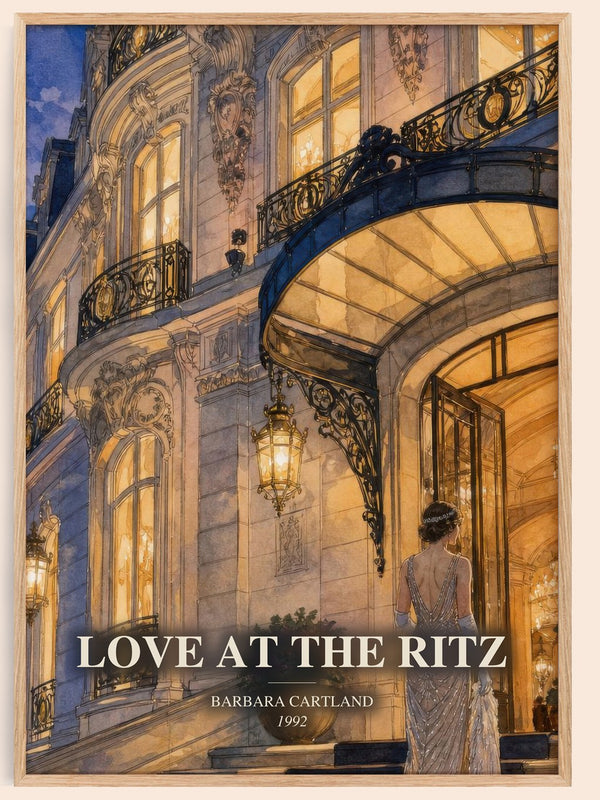 Love At The Ritz watercolour book poster by Barbara Cartland – framed literary art print