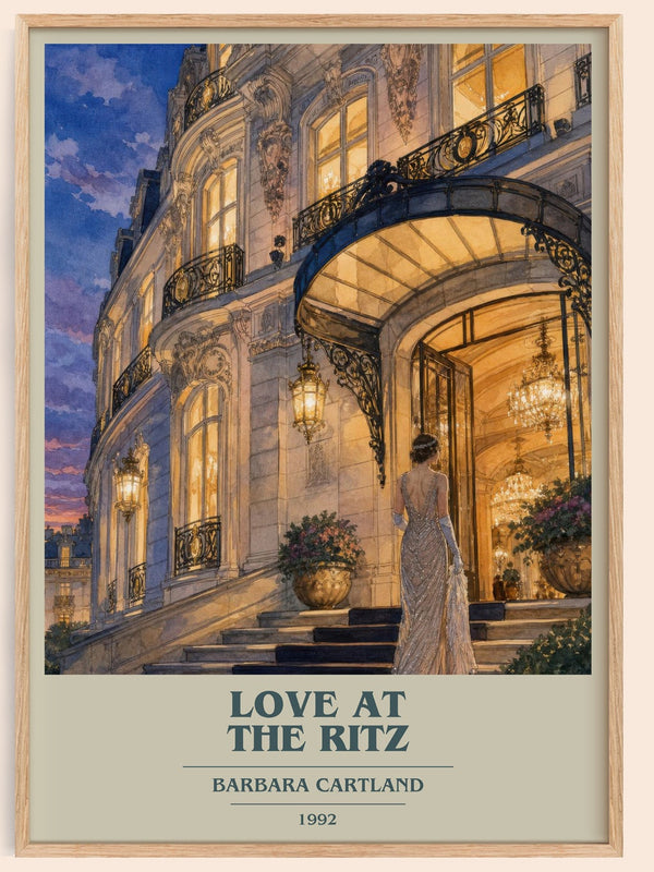 Love At The Ritz book cover book poster by Barbara Cartland – framed literary art print