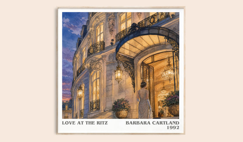 Love At The Ritz literary book poster by Barbara Cartland – framed literary art print