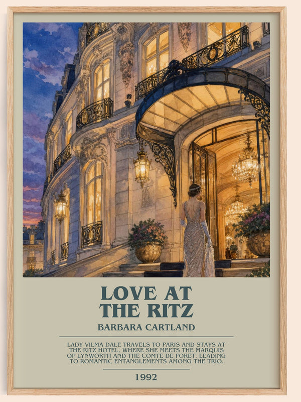 Love At The Ritz bookish book poster by Barbara Cartland – framed literary art print