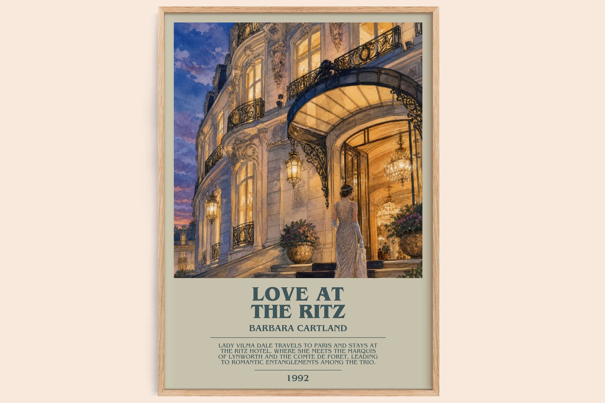 Love At The Ritz bookish book poster by Barbara Cartland – framed literary art print