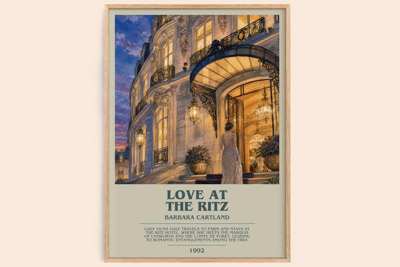 Love At The Ritz bookish book poster by Barbara Cartland – framed literary art print