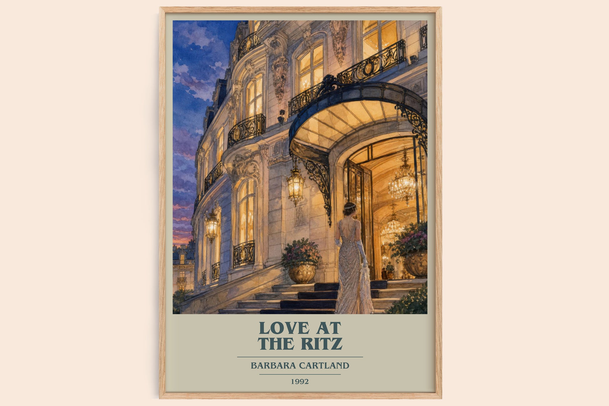 Love At The Ritz book cover book poster by Barbara Cartland – framed literary art print