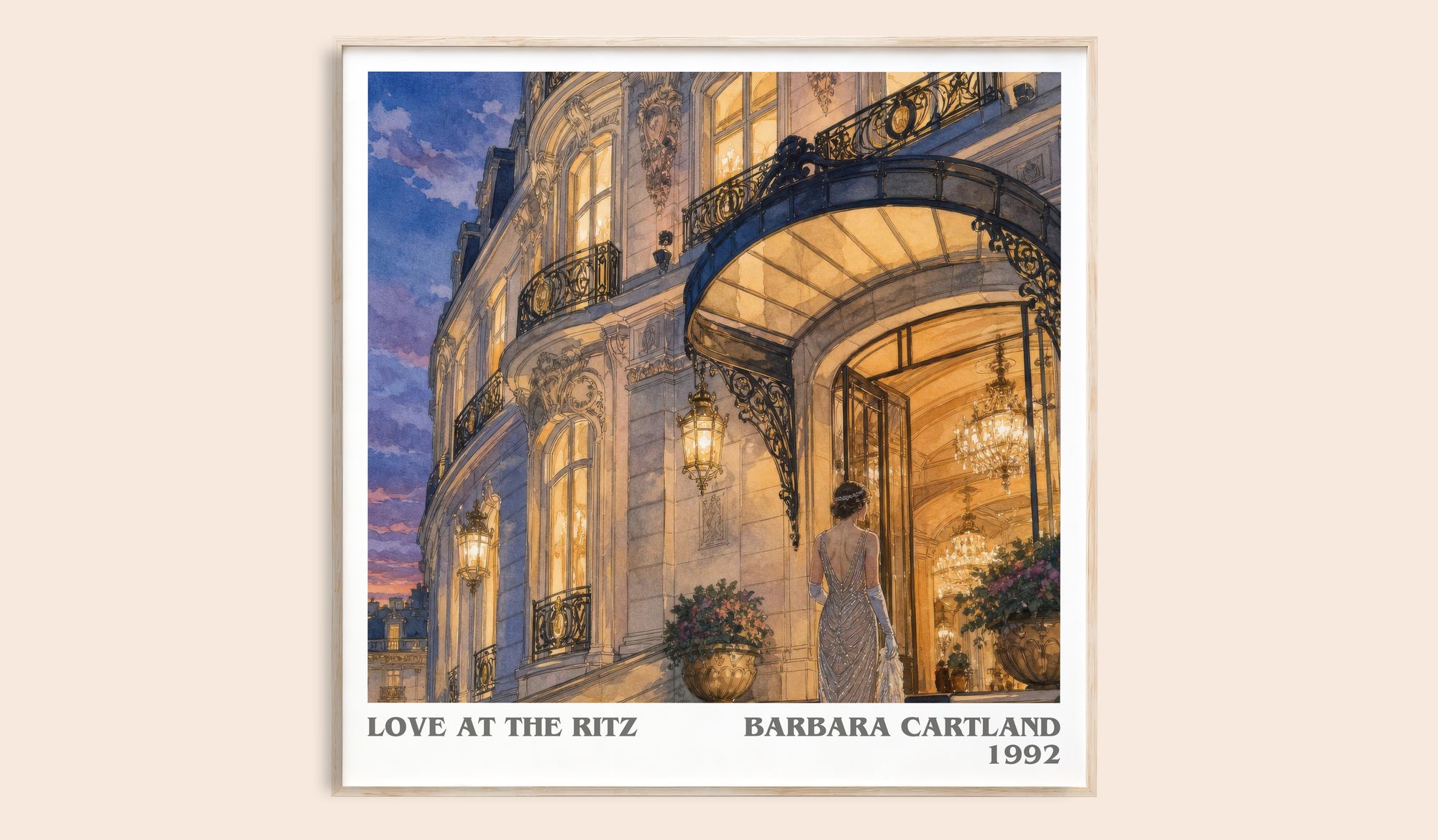 Love At The Ritz literary book poster by Barbara Cartland – framed literary art print