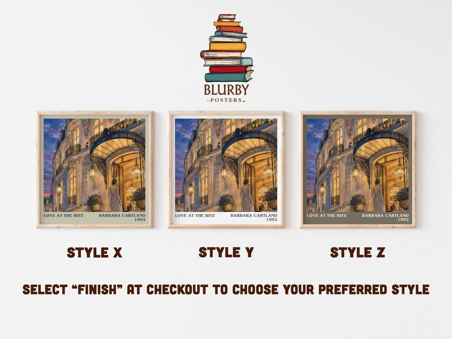 Love At The Ritz literary print in frame leaning in hallway – romance wall art