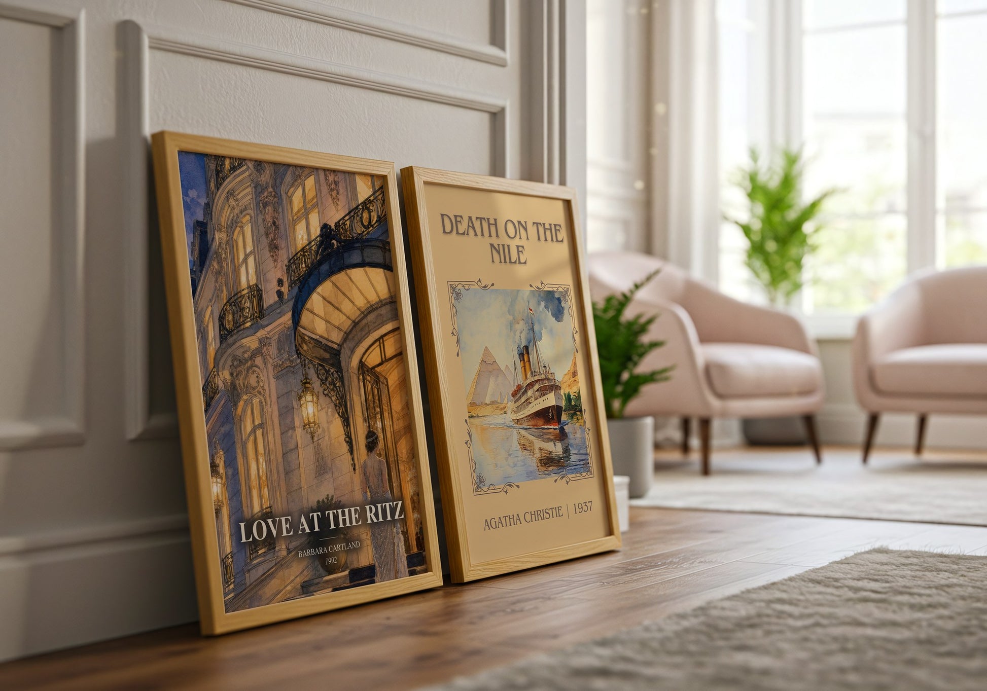 Love At The Ritz watercolour print framed by window – literary home decor
