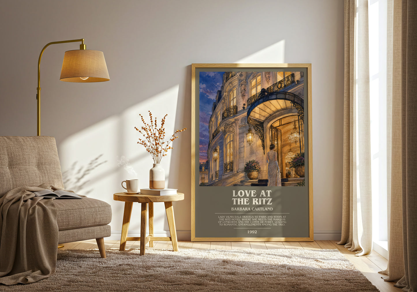 Love At The Ritz bookish print on bookshelf – Barbara Cartland fan gift
