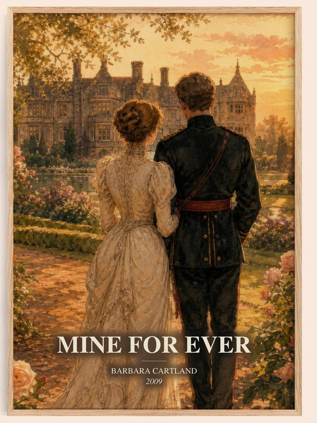 Mine For Ever watercolour book poster by Barbara Cartland – framed literary art print