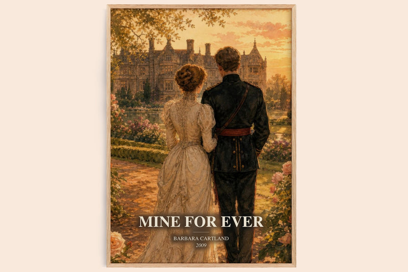 Mine For Ever watercolour book poster by Barbara Cartland – framed literary art print
