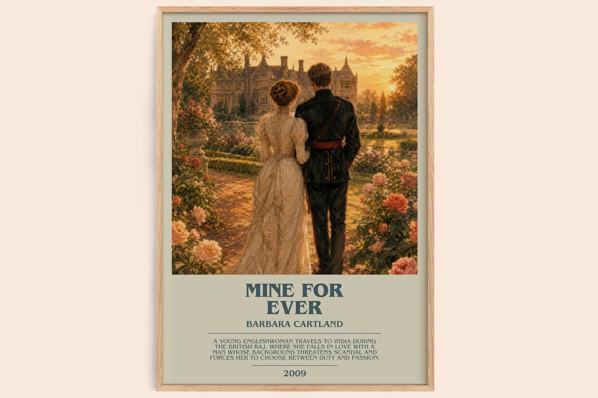 Mine For Ever bookish book poster by Barbara Cartland – framed literary art print
