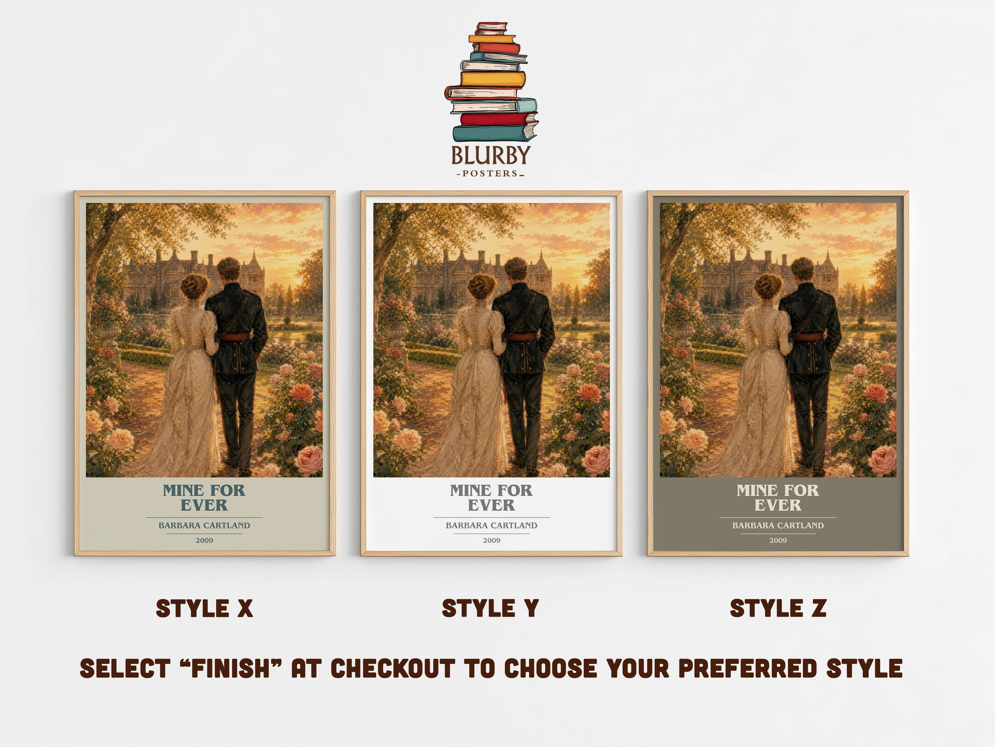 Mine For Ever book cover print in frame leaning in hallway – romance wall art