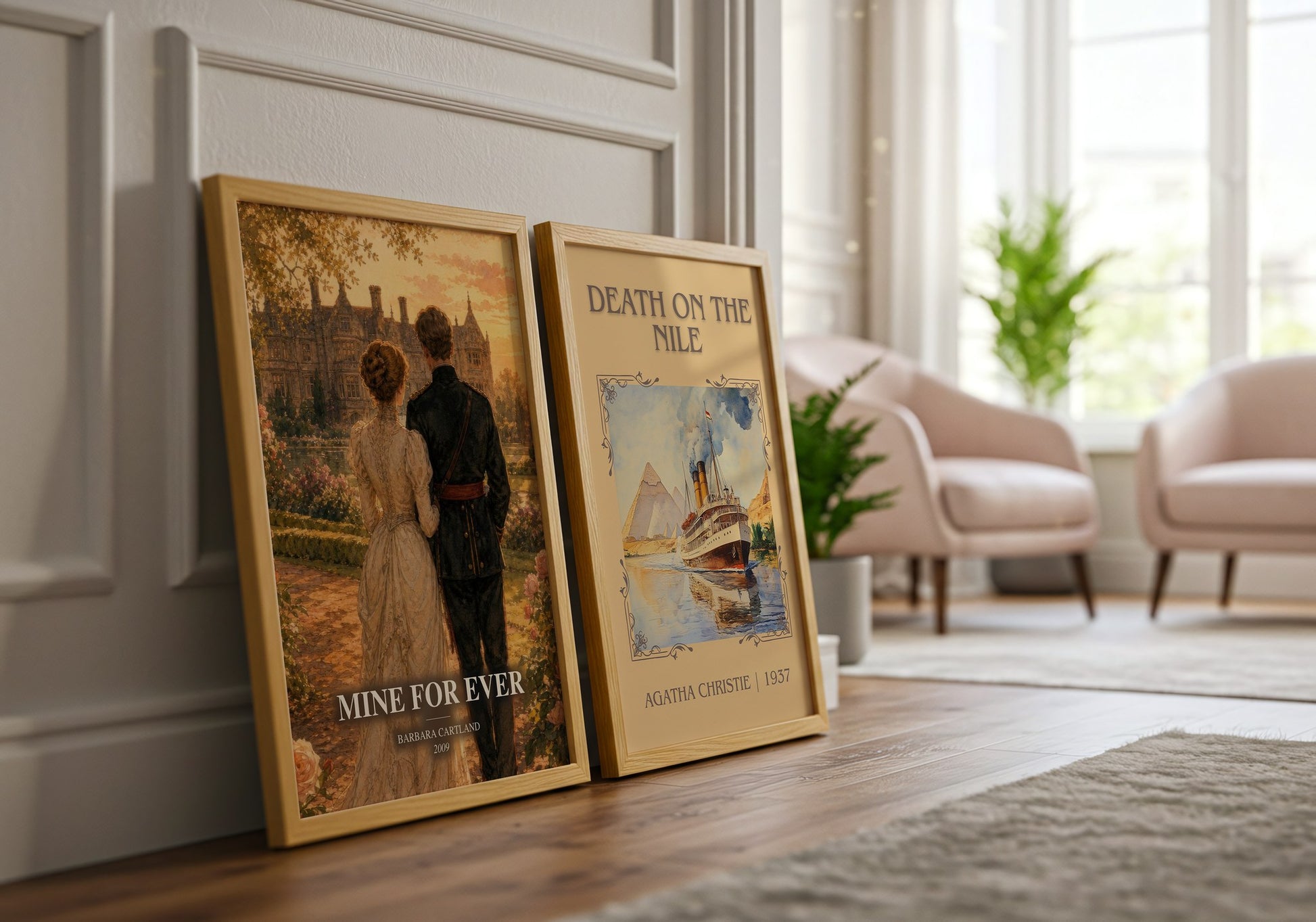 Mine For Ever watercolour print framed by window – literary home decor