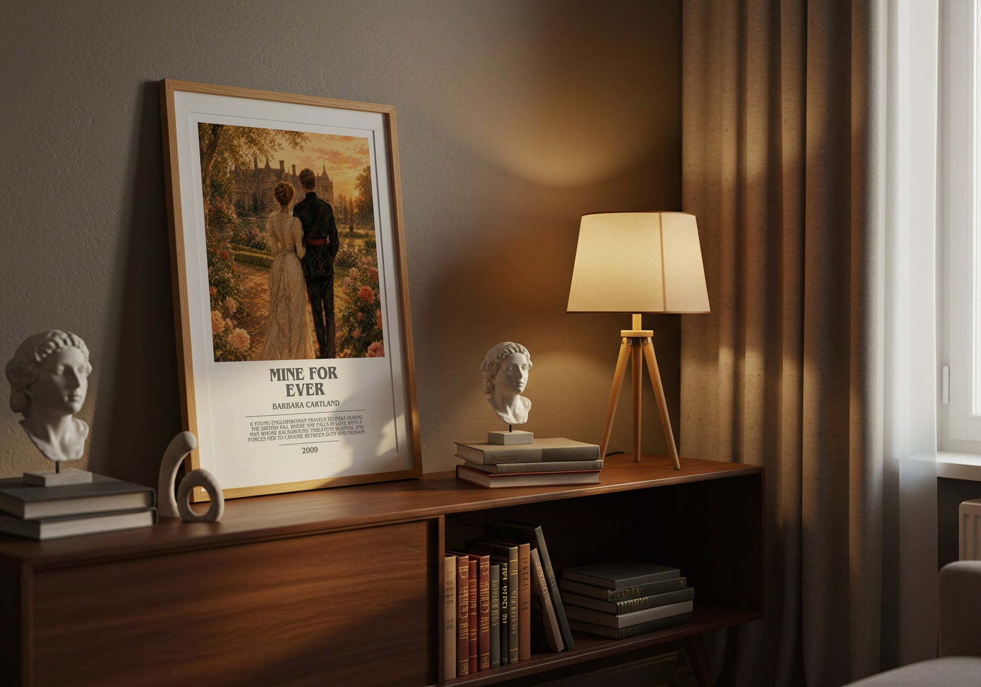 Mine For Ever bookish book poster framed on wall – romance wall art