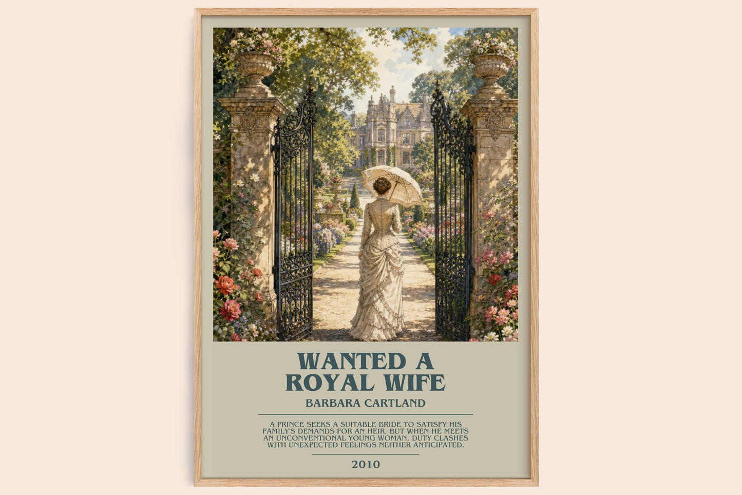 Wanted A Royal Wife bookish book poster by Barbara Cartland – framed literary art print