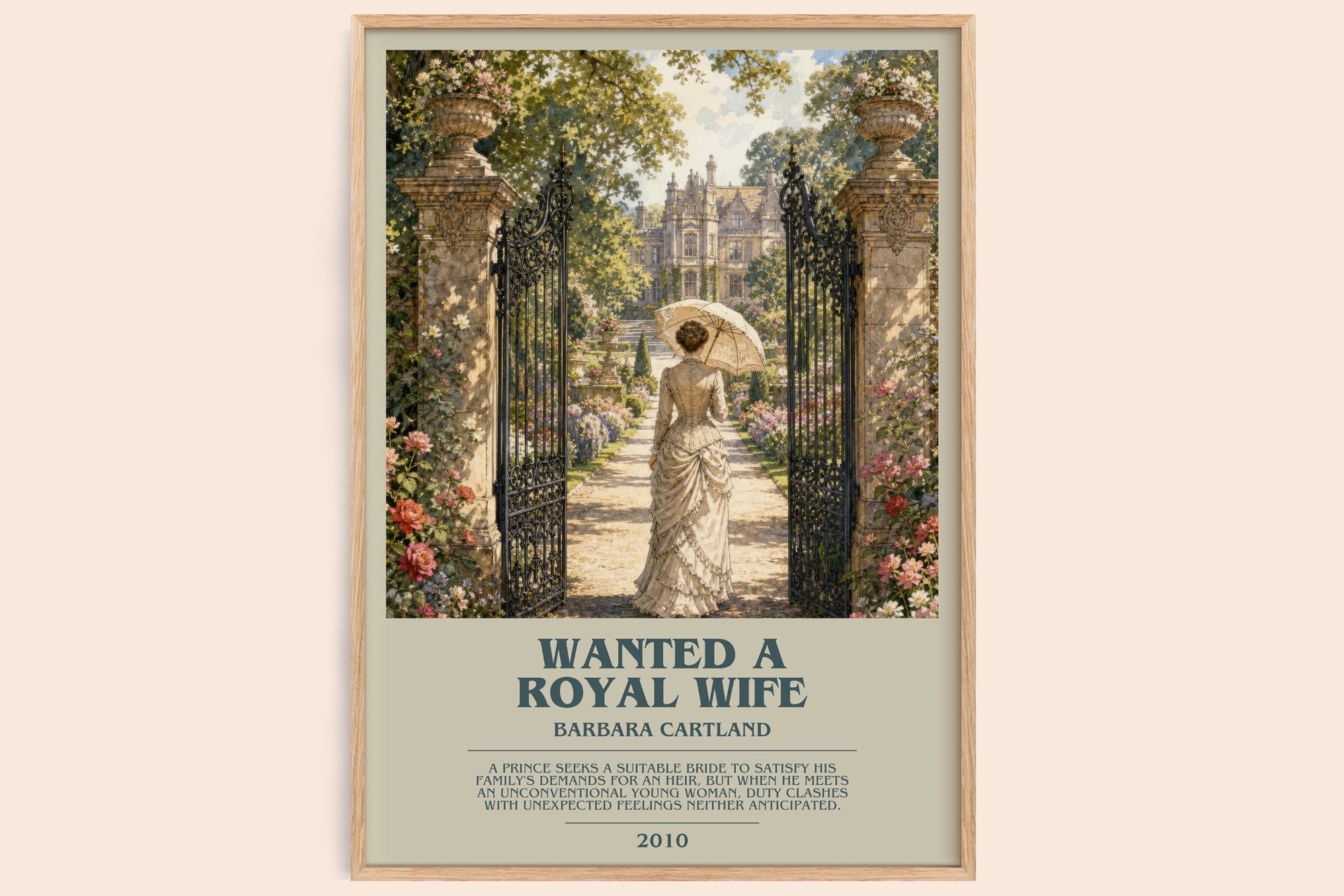 Wanted A Royal Wife bookish book poster by Barbara Cartland – framed literary art print