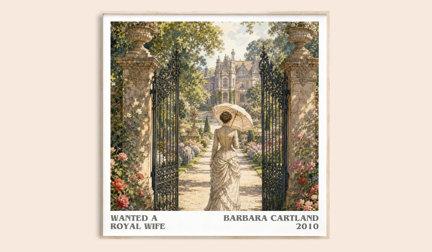 Wanted A Royal Wife literary book poster by Barbara Cartland – framed literary art print