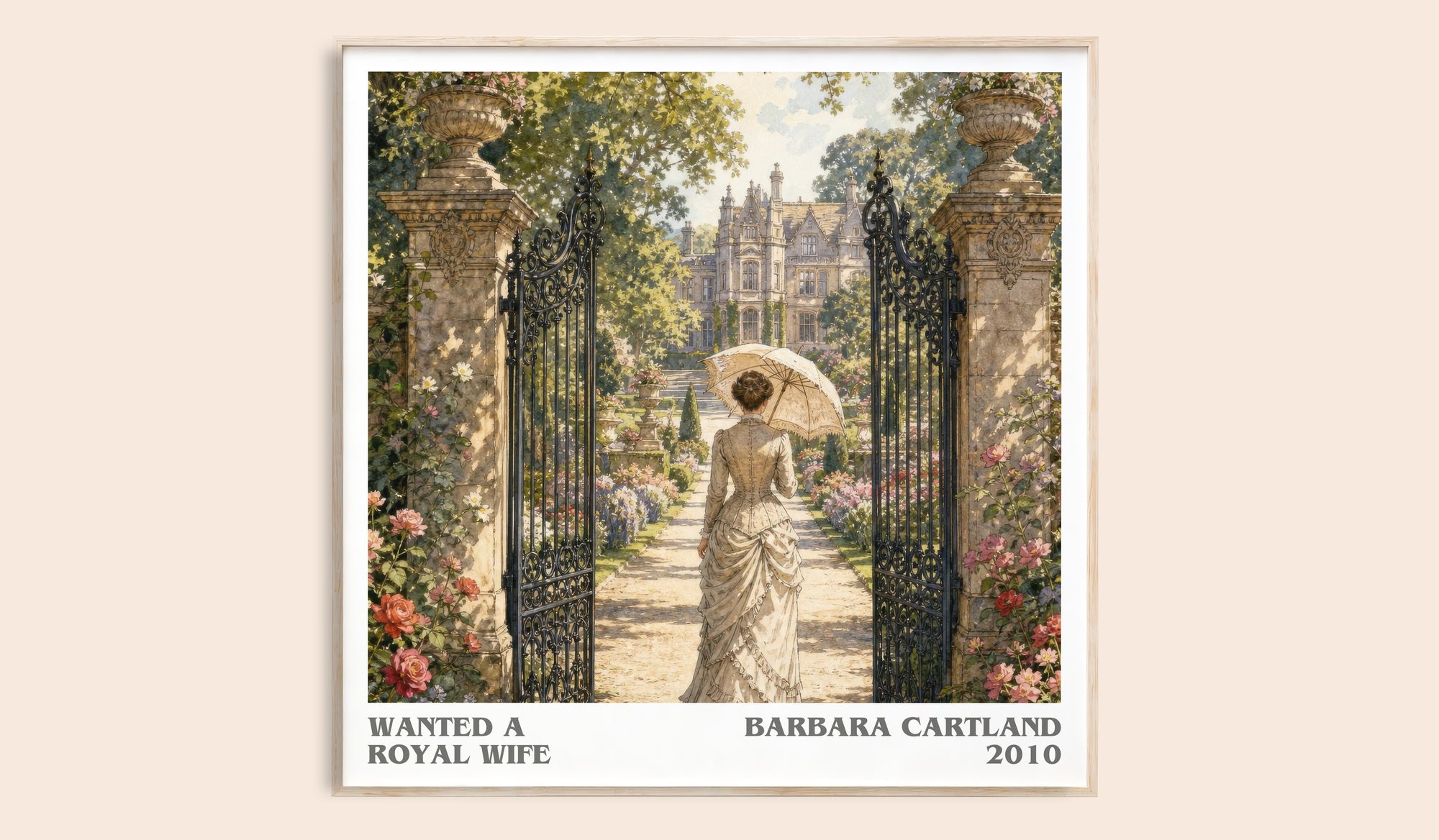 Wanted A Royal Wife literary book poster by Barbara Cartland – framed literary art print