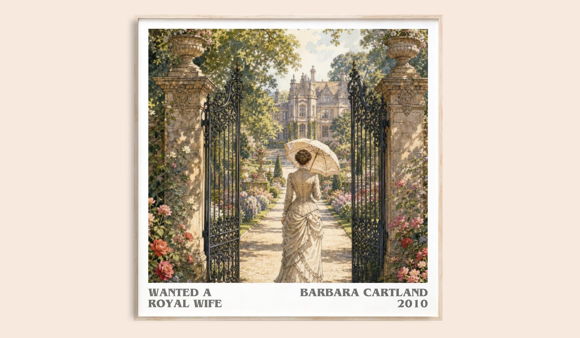 Wanted A Royal Wife literary book poster by Barbara Cartland – framed literary art print