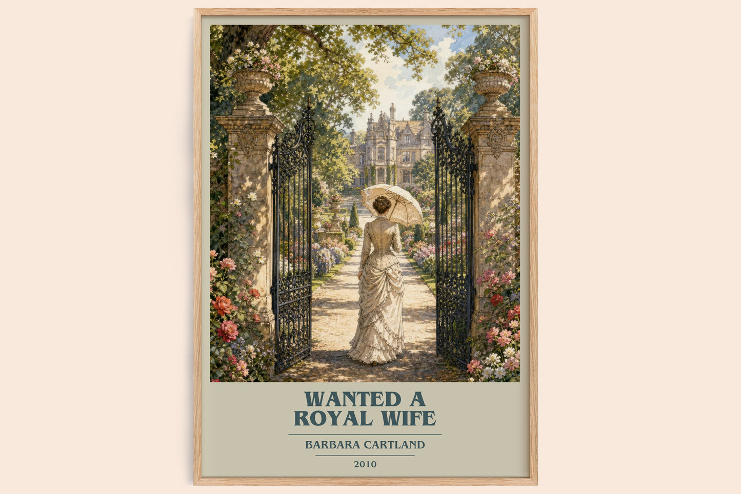 Wanted A Royal Wife book cover book poster by Barbara Cartland – framed literary art print