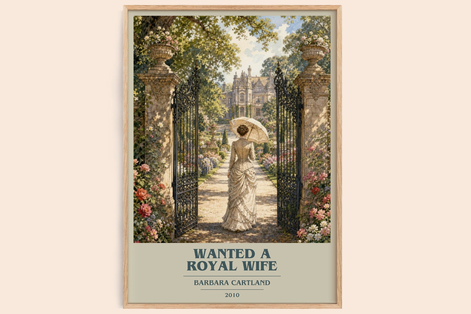 Wanted A Royal Wife book cover book poster by Barbara Cartland – framed literary art print