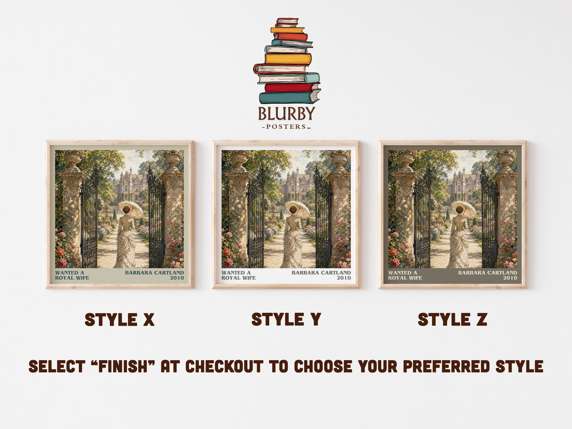 Wanted A Royal Wife literary print in frame leaning in hallway – romance wall art