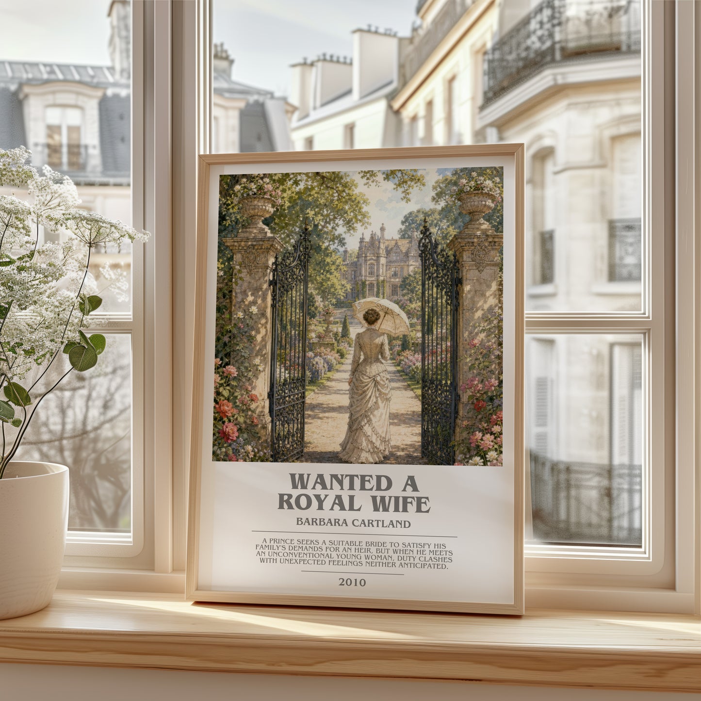 Wanted A Royal Wife bookish poster colour and style options – Barbara Cartland book art