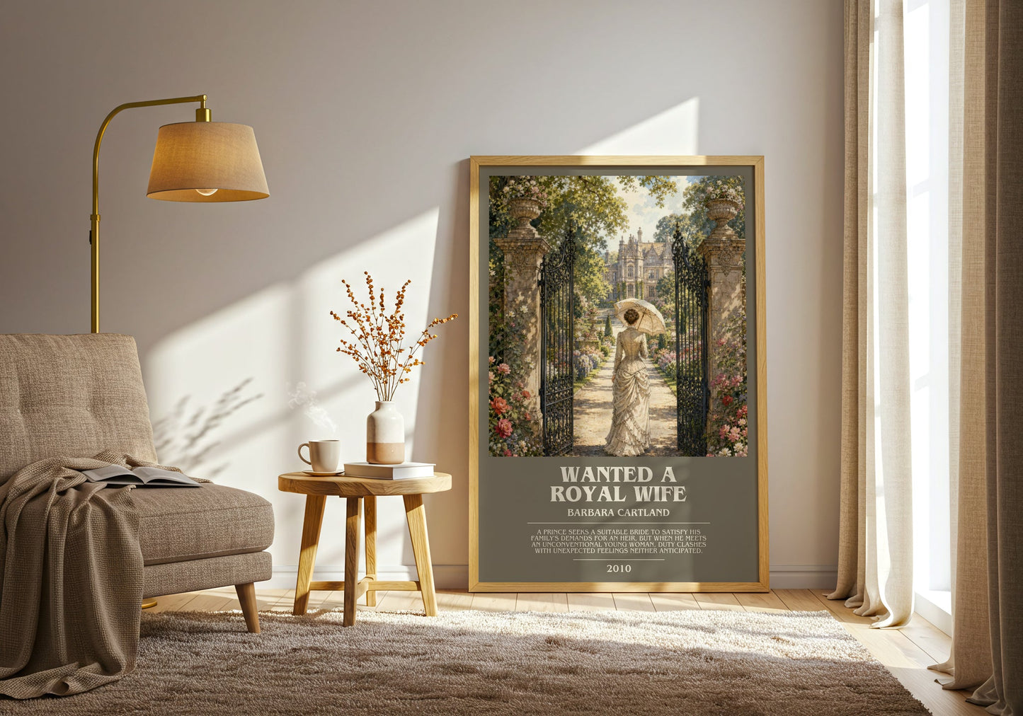 Wanted A Royal Wife bookish print on bookshelf – Barbara Cartland fan gift
