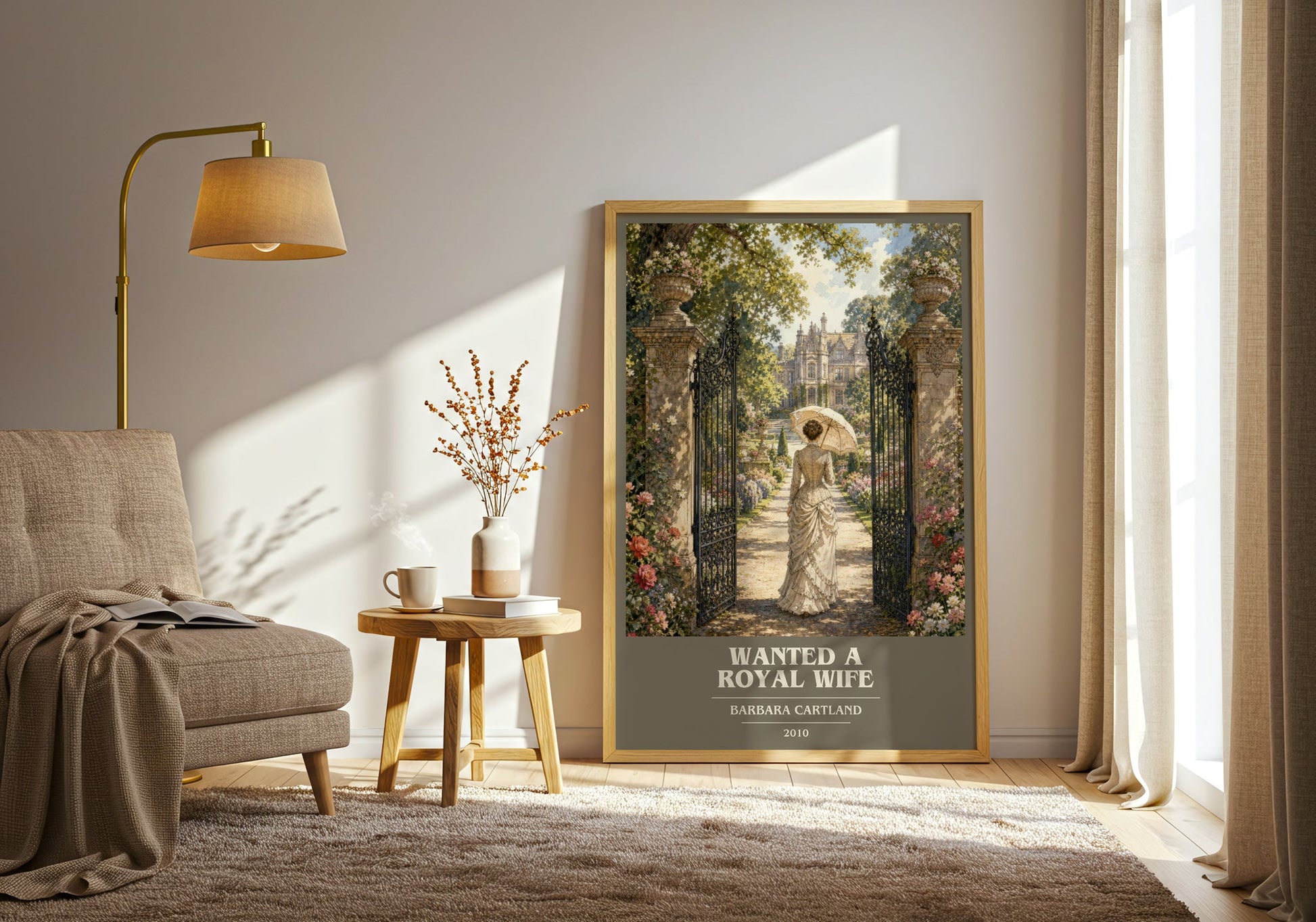 Wanted A Royal Wife book cover print on bookshelf – Barbara Cartland fan gift