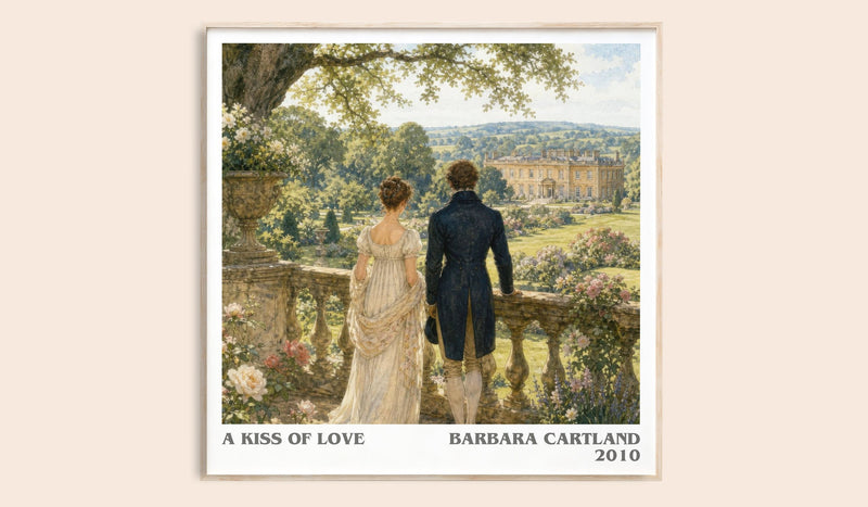 A Kiss Of Love literary book poster by Barbara Cartland – framed literary art print