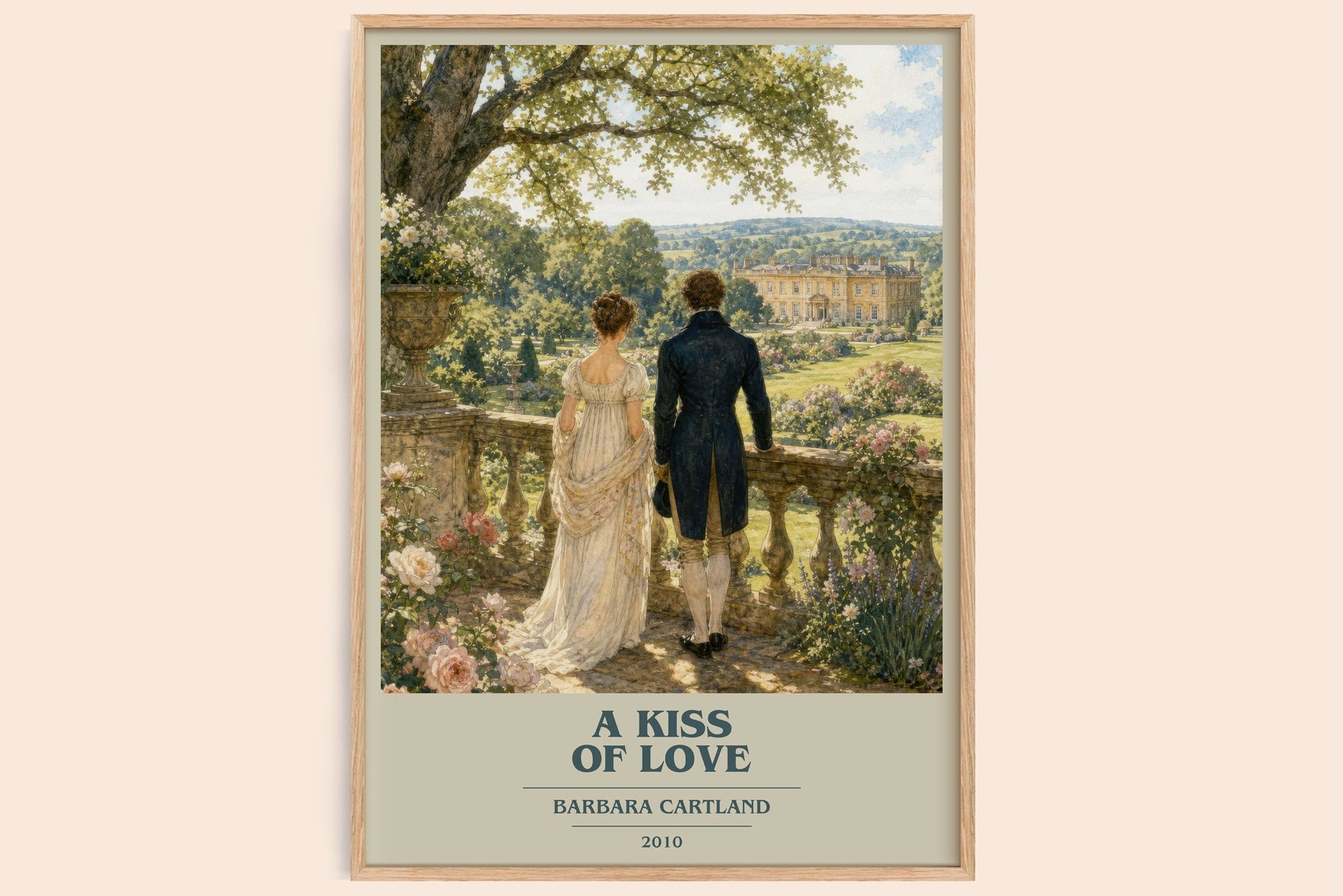 A Kiss Of Love book cover book poster by Barbara Cartland – framed literary art print