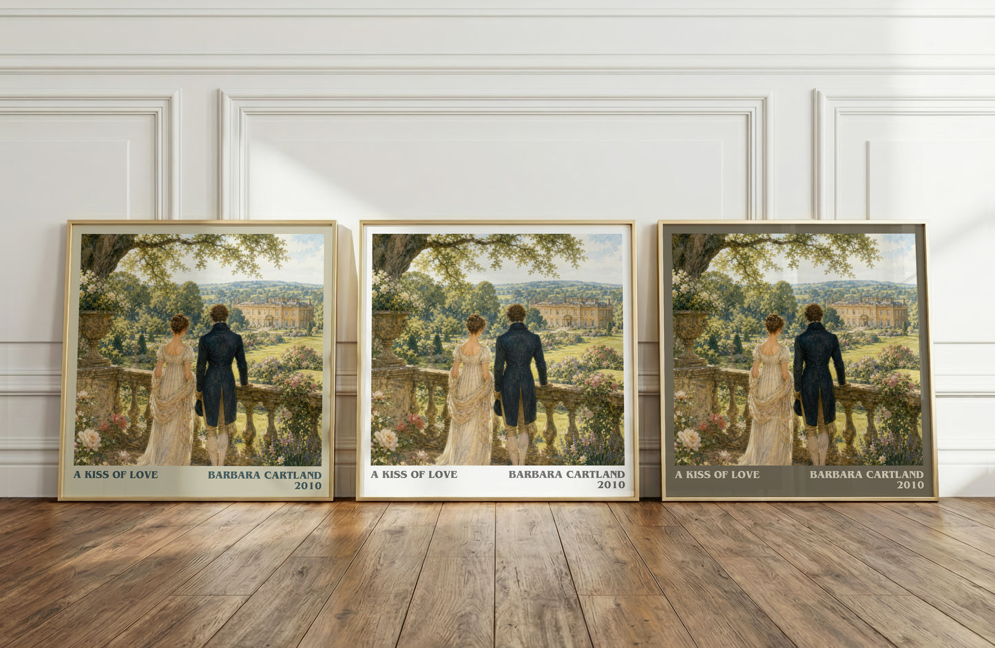A Kiss Of Love literary art print colour and style options – Barbara Cartland book art