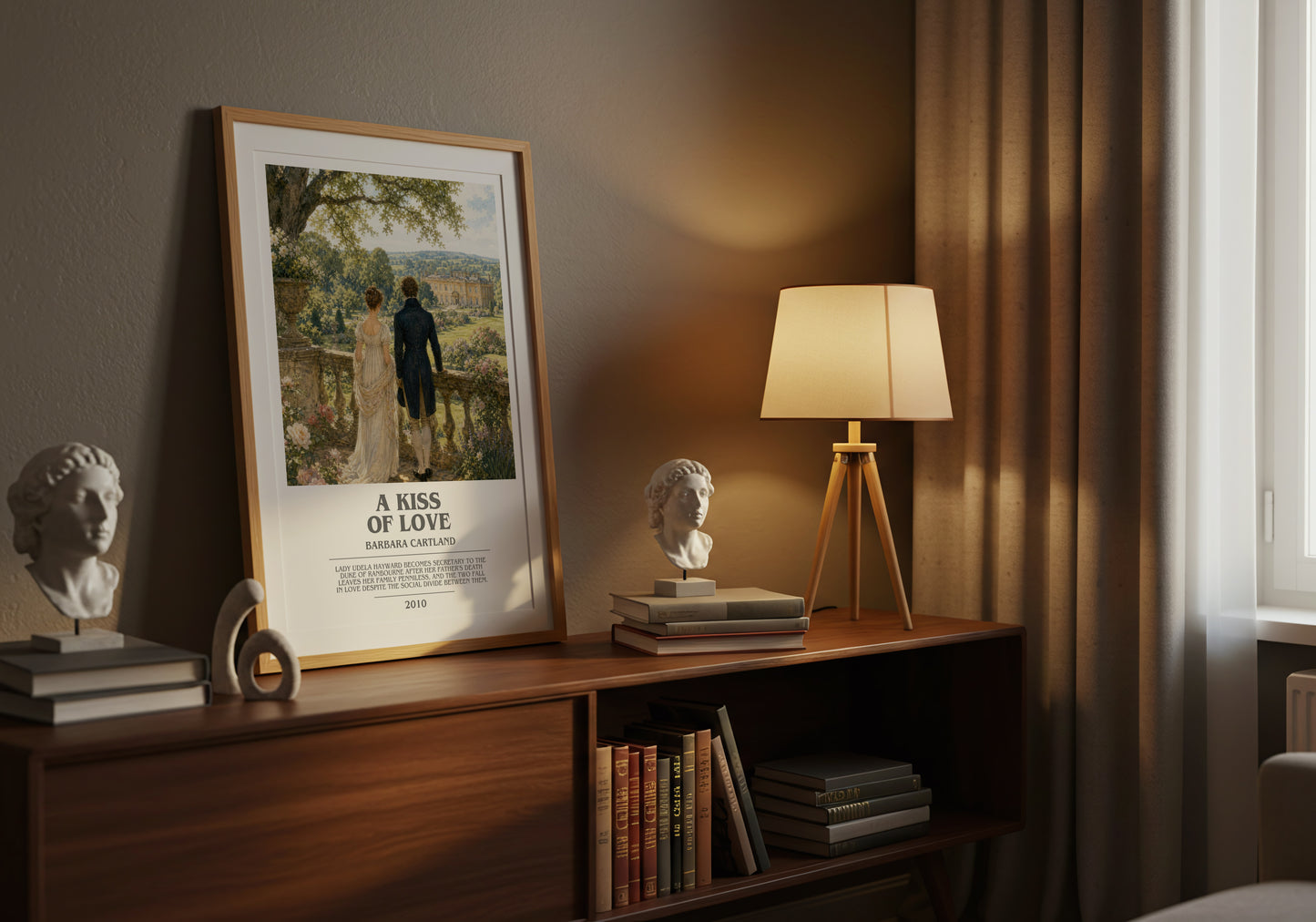 A Kiss Of Love bookish book poster framed on wall – romance wall art